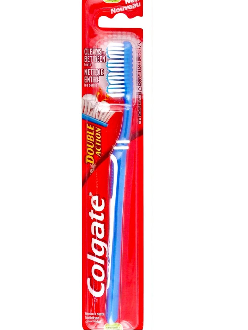 فرشاة أسنان كولجيت مزدوجة المفعول، متوسطة الحجم، متعددة الألوان، ألوان متنوعة،